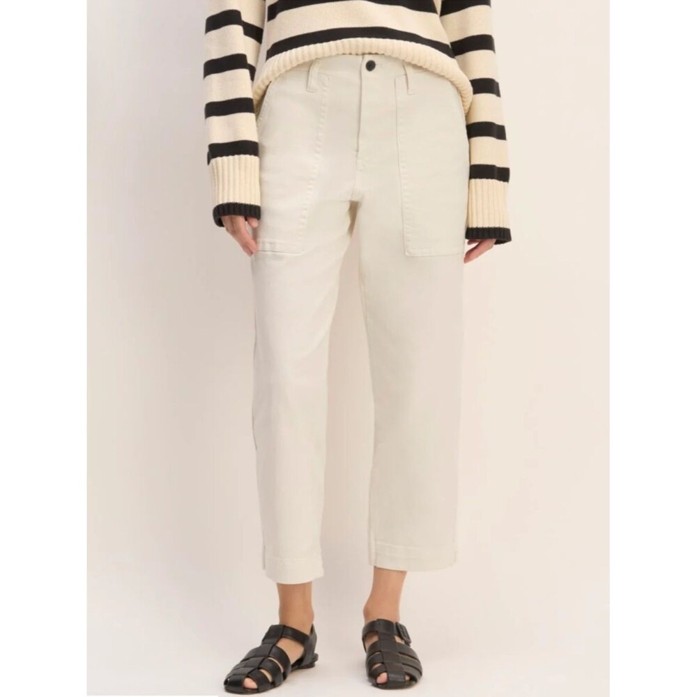 Everlane Organic Utility Pants NWT Size 2 Off White Cropped Straight Leg